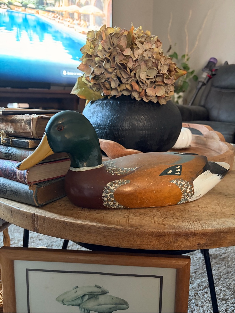 Vintage Hand-Painted Decorative Mallard Duck Figurine in Green and Brown